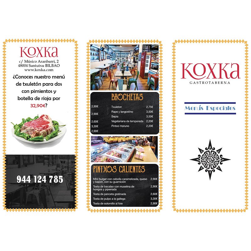Tríptico informativo Restaurante Koxka