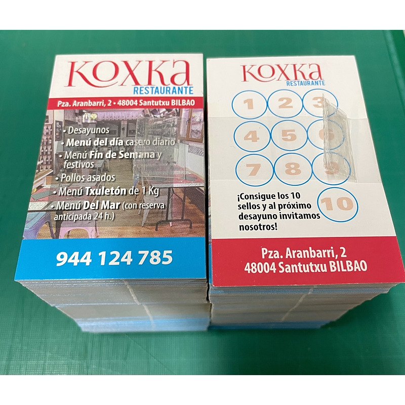 Tarjetas de fidelización del restaurante Koxka