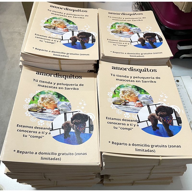 Octavillas A5 para tienda y peluquería de mascotas