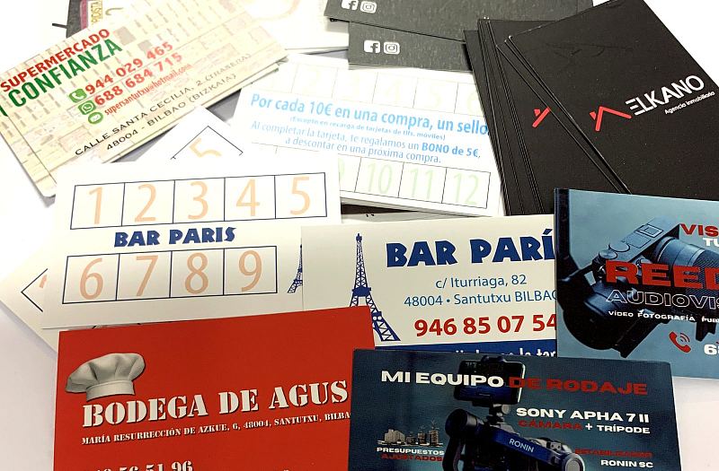 Tarjetas de visita, trabajo real de esta imprenta
