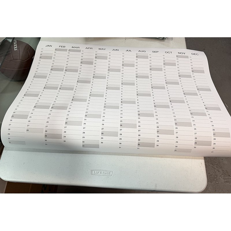 Póster para pared con calendario anual.