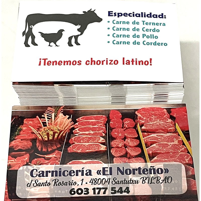 Tarjetas para carnicería El Norteño.