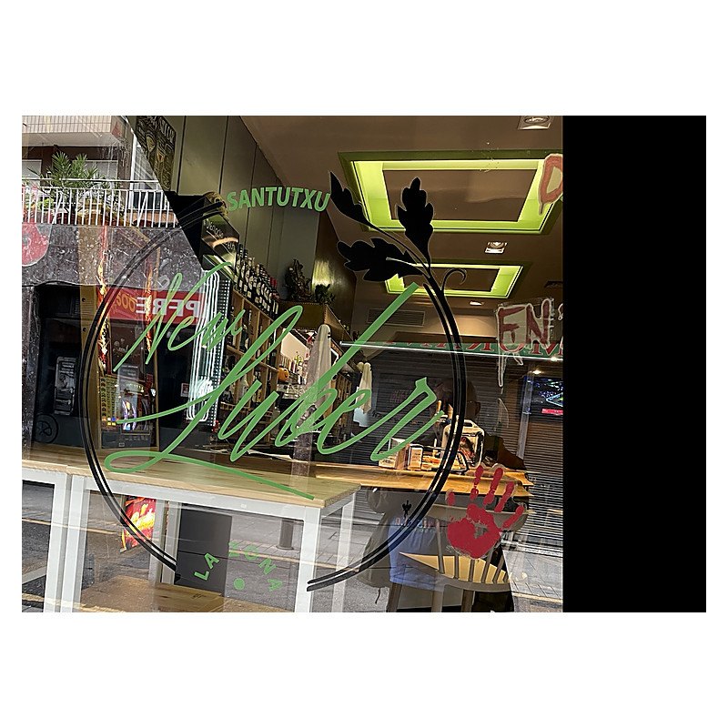 Vinilo impreso para cristal de cafetería, con fondo transparente