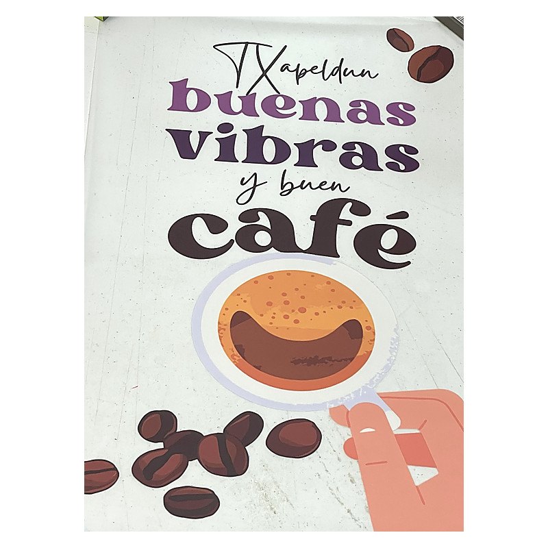 Vinilo impreso para cristal de cafetería.
